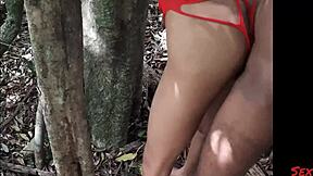 young latina bride fucks outdoors as onlookers watch