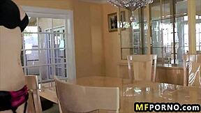 two upscale lesbian escorts layden and lizzy finger each other with dildo on shaved pussies