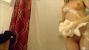 hot shower babe playing with pink dildo in steamy action 😍