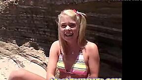 little summer flashing natural tits and pussy at beach! 🌊