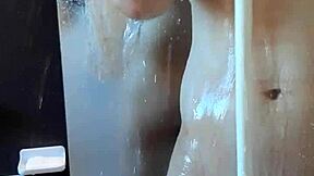 Muscular handsome guy in shower time, trying to be sexy