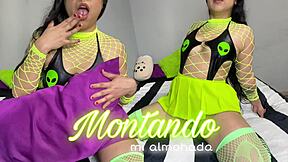 bisexual alternative teen girl next door humps pillow to wet squirting orgasm close up