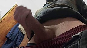 While the rain pours outside, I happily masturbate in the bathroom with my big cock