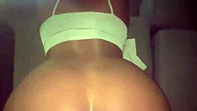 Petite black girl with small tits and big ass fucks big black cock on sofa, reaching orgasm with skinny body.