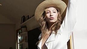 petite latina strips outdoors, revealing juicy tits