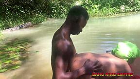 Stunning ebony MILF gets boned outdoors on the ranch 😍