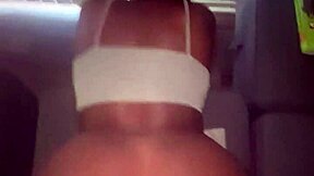 Petite black girl with small tits and big ass fucks big black cock on sofa, reaching orgasm with skinny body.