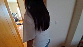 Latina Maid In Jeans And Flip Flops Gets Seduced With Intense Massage, Bent Over In Doggystyle To Orgasm