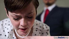 Quickie fuck petite tomboi secretary's small tits!