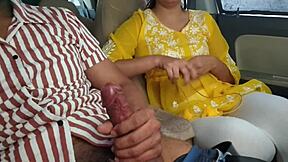 She Flashed Boobs in Car for Risky Public Fun