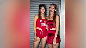 Sexy Asian gogo stripper rips clothes and fingers herself on stage