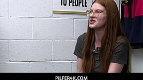 Redhead shoplifter Jane Rogers fucks officer Jovan Jordan to escape