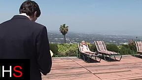 an adult man meets a very beautiful girl