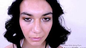 sexy brunette teen model gets seduced by producer during photoshoot casting.