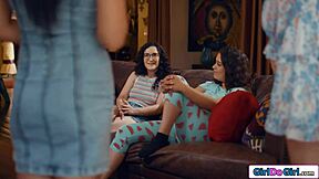 brunette pornstar says, 'no more clam jamming for me!' during muff diving.