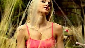 busty housewife seduces young gardener girl in nature