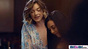 brunette pornstar says, 'no more clam jamming for me!' during muff diving.