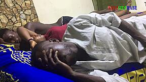 Threesome on family bed with husband and brother