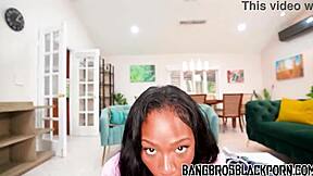 Sexy Ebony Step Sister Gets Banged by Step Brother's Long Cock in POV Group Scene.