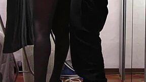 Preview The Milf With Beautiful Legs And Pantyhose Irons And Gets Touched And Fucked