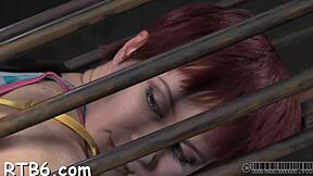 Four Beauties Tease Petite In Cage With Sucking