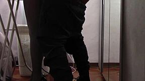 Preview The Milf With Beautiful Legs And Pantyhose Irons And Gets Touched And Fucked