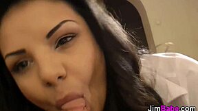 Euro teen sucks old man's cock in stockings 😍