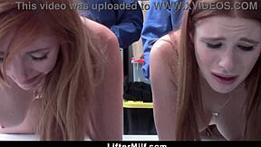 Slutty redhead stepmom and stepdaughter get strip searched together.