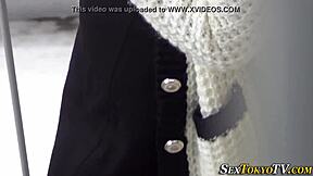 asian teen 18+ rubs herself in public outdoor area