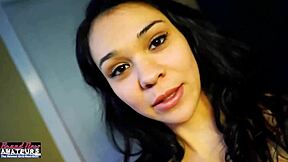 Skinny brunette Sabrina, suck my cock and swallow it all