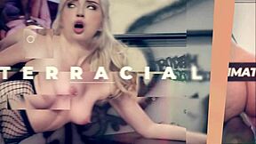 The petite babe is surprised by her roommate's large dick and they engage in a session.