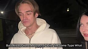 Young girl swallows stranger's cum after street deepthroat blowjob