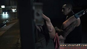 Topless teen gives handjob to big white dick then gets fucked hard