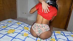 Latina stepsister rides for anal creampie