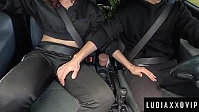 shy teen finger fucked by her stepdad while driving