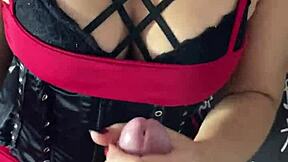 My submissive Debora Prado masturbates my cock before blowjob