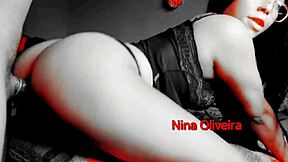 I love Nina Oliveira's delicious lingerie creampie in anal action
