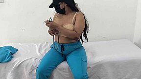 Big ass busty british nurse masturbates juicy pussy with vibrator in hospital 😍