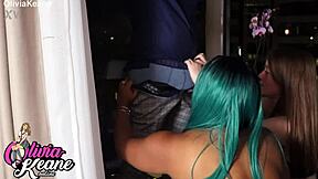 two british teen exhibitionists in uniform and lingerie sucking cock in double action. sexy young sluts in liquid lunch scene.