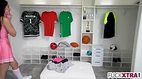 Shy Boy Spies on Girls and Gets Lucky in the Locker Room