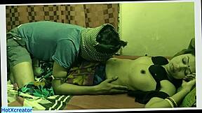 indian thief encounters beautiful bhabhi at midnight in homemade setting.