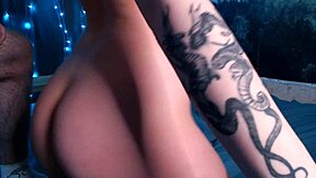 Hot teen shows her beautiful big ass on webcam, leading to blowjob and facial cumshot with her couple.