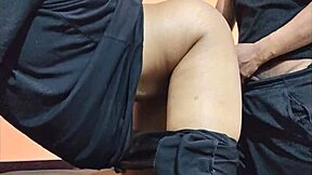 sharing a bed with my stepbrother leads to doggystyle with hairy beaver close up