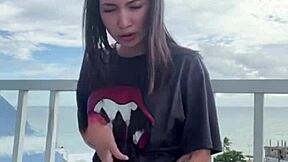 hey, check out this exhibitionist wife flashing her tight pussy outdoors 😏