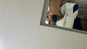 In the hotel, brunette teen with big tits gets horny sex with monster cock.