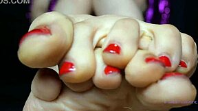 Sweat Dripping From Small 18+ Feet Mistress With Red Toenail Polish In Female Domination Boots Shoes Italian European Sensual Scene