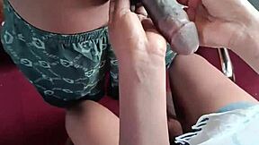 hot black girl toys with boyfriend’s hard dick while her petite 18+ ebony frame teases