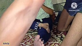 step sister and step brother sneak into bathroom for anal play.