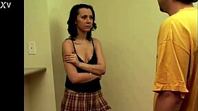 tracy in 2-part spanking series with petite blonde, small waist, big tits, and humiliation.