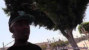 Tiny teen rides huge interracial cock